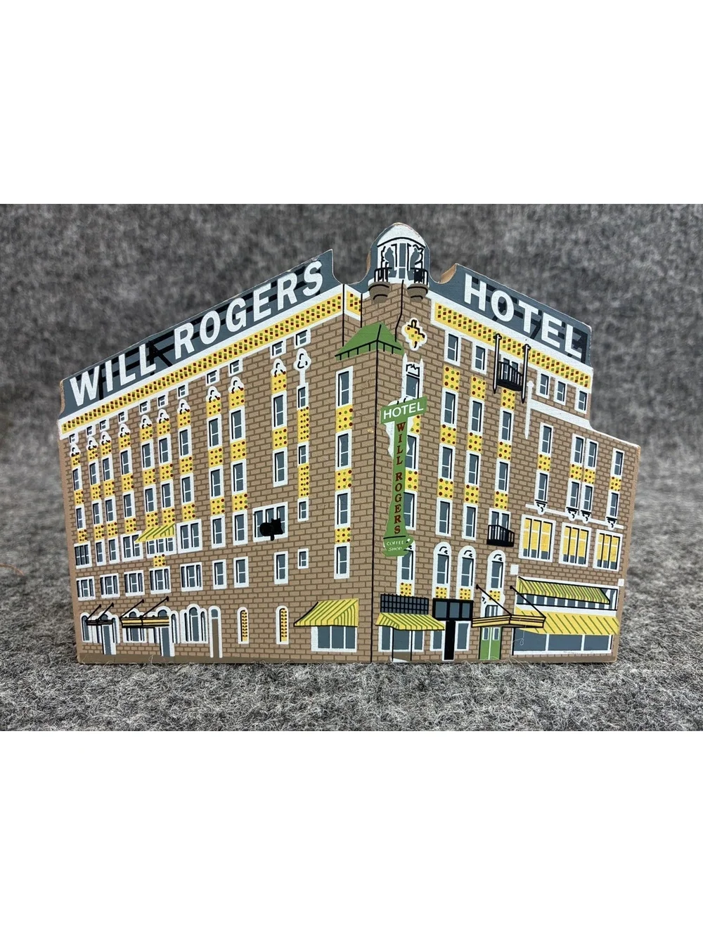 The Cat's Meow Will Rogers Hotel Route 66 Collectible Wooden Block